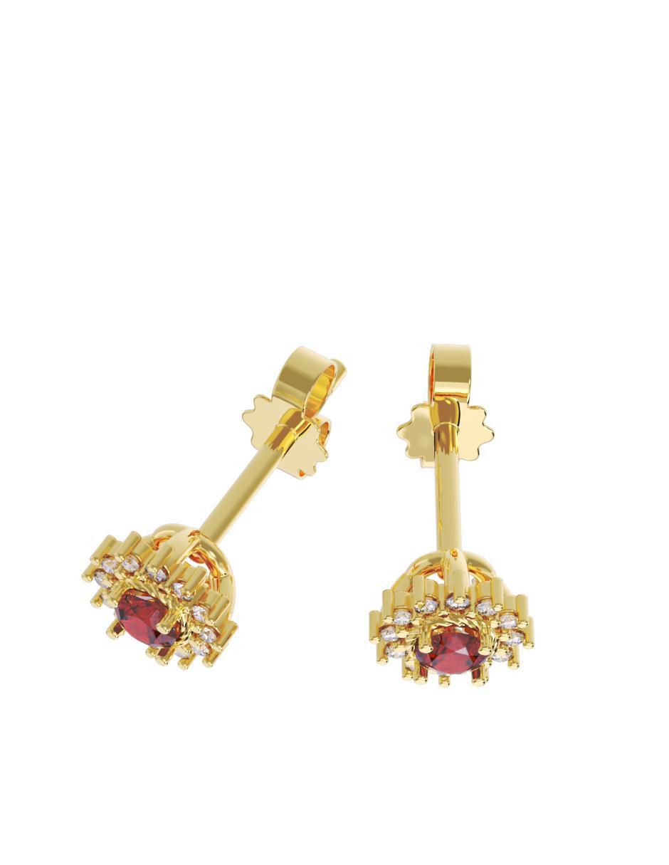 Set de aretes "de (si aplica)" flor no aplica fonelli no aplica "de" oro 14 k "con acabado" pulido zirconia