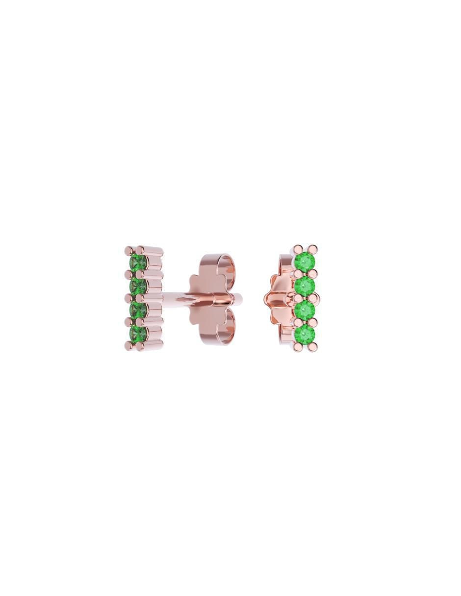 Set de aretes rectangulares de oro 14 K con acabado pulido zirconia Set de aretes rectangulares de oro 14 K con acabado pulido zirconia