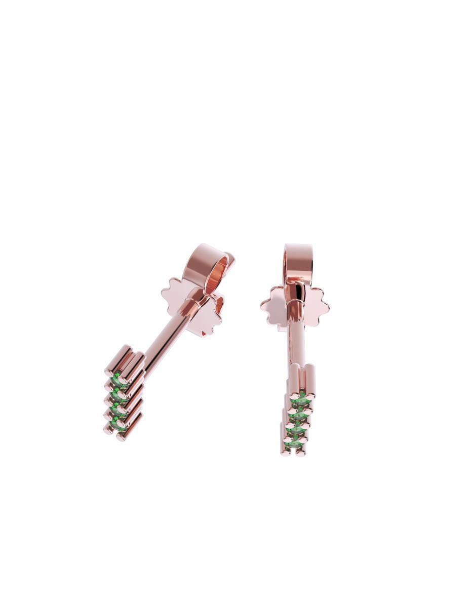 Set de aretes rectangulares de oro 14 K con acabado pulido zirconia 2