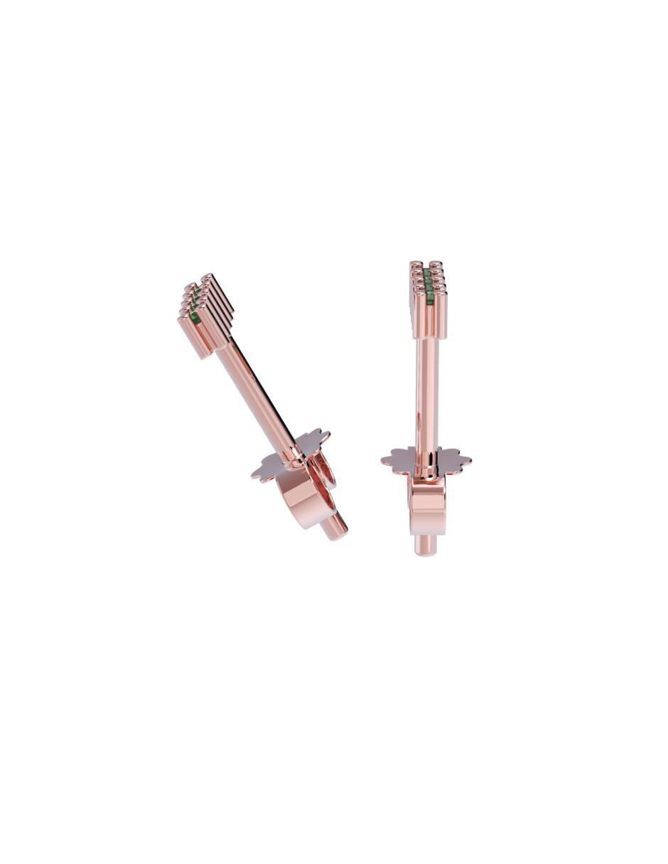 Set de aretes rectangulares de oro 14 K con acabado pulido zirconia 3
