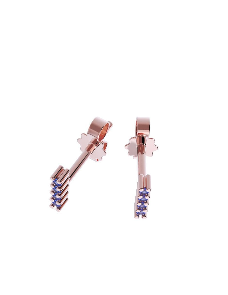 Set de aretes rectangulares de oro 14 K con acabado pulido zirconia 2