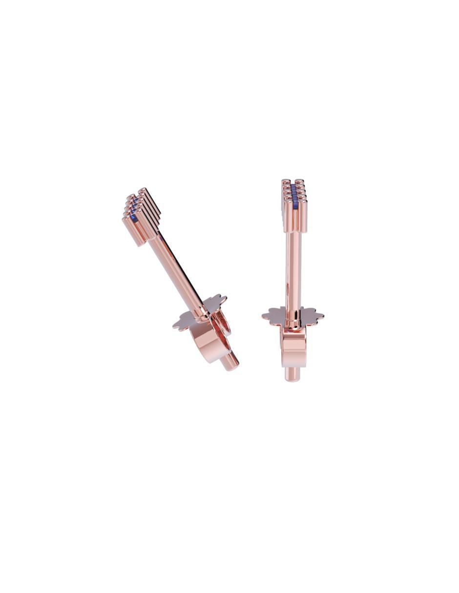 Set de aretes rectangulares de oro 14 K con acabado pulido zirconia 3
