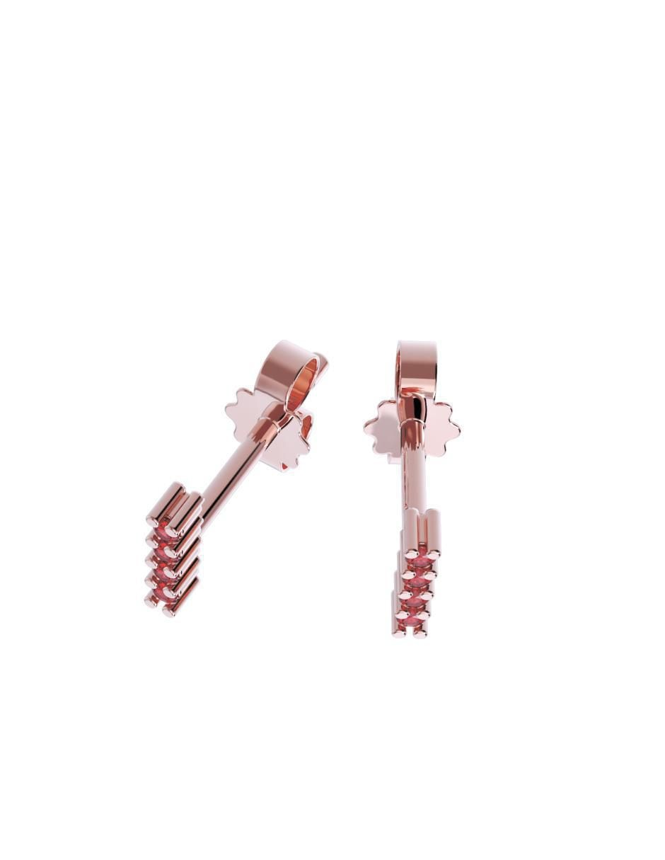 Set de aretes rectangulares de oro 14 K con acabado pulido zirconia 2