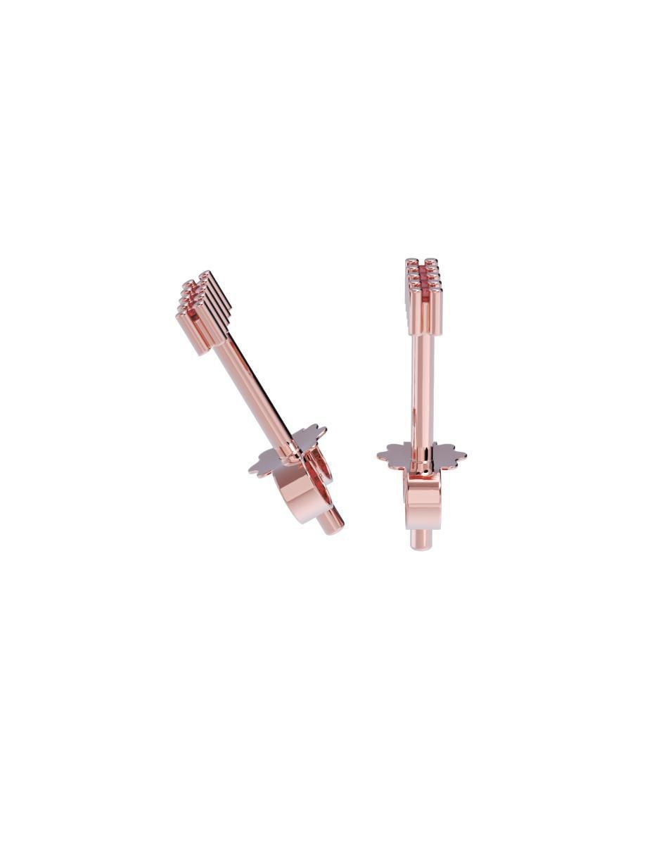 Set de aretes rectangulares de oro 14 K con acabado pulido zirconia 3