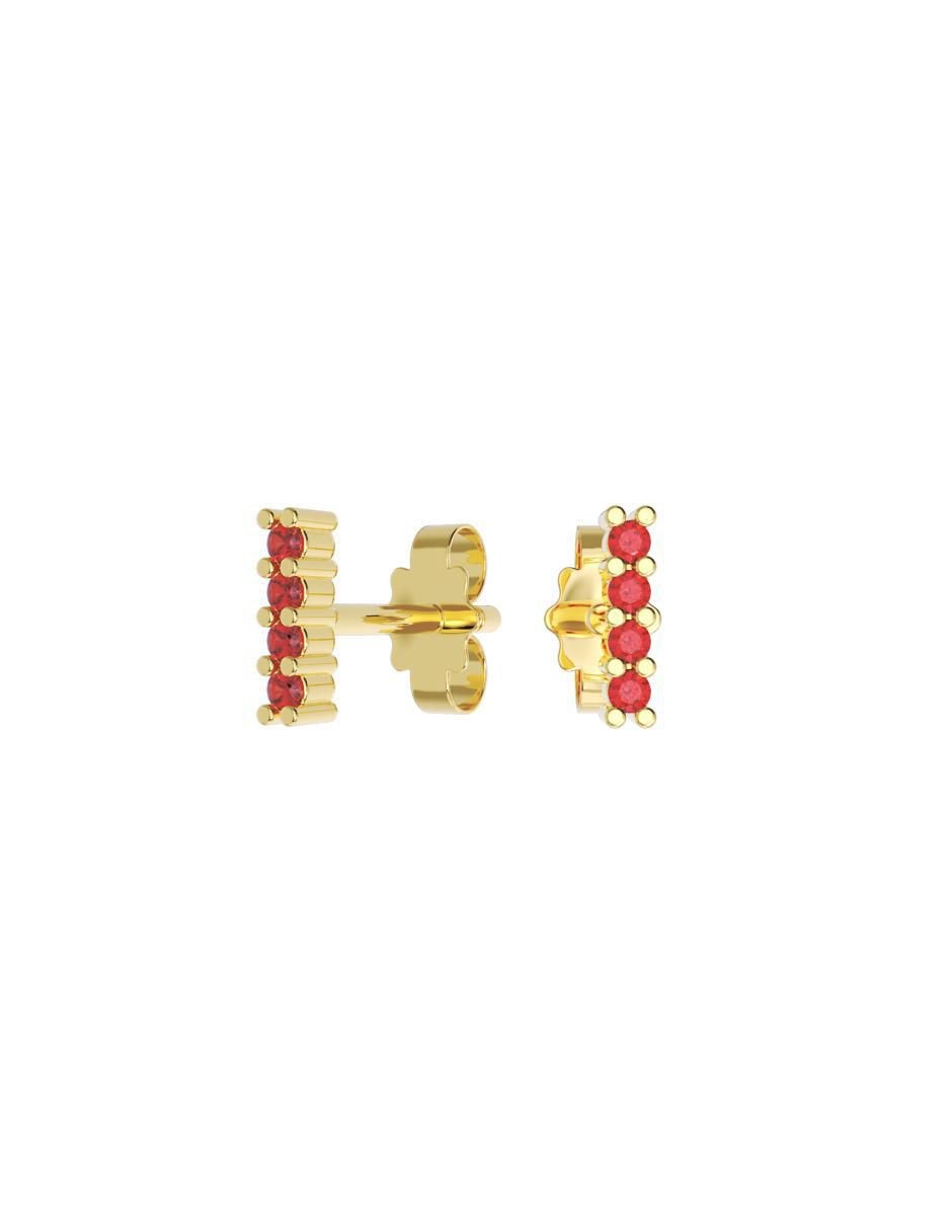 Set de aretes rectangulares de oro 14 K con acabado pulido zirconia Set de aretes rectangulares de oro 14 K con acabado pulido zirconia