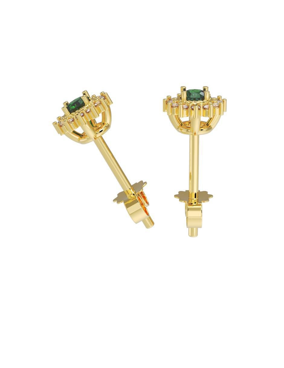Set de aretes "de (si aplica)" flor no aplica fonelli no aplica "de" oro 14 k "con acabado" pulido zirconia