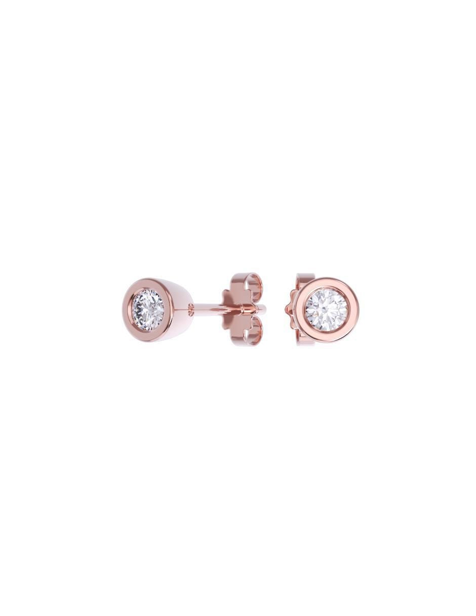 Set de aretes redondos de oro 14 K con acabado pulido zirconia