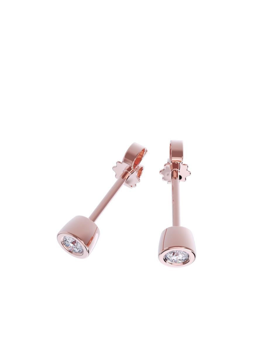 Set de aretes redondos de oro 14 K con acabado pulido zirconia 2