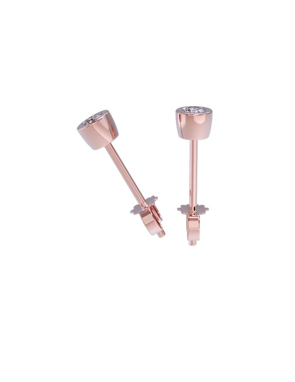 Set de aretes redondos de oro 14 K con acabado pulido zirconia 3