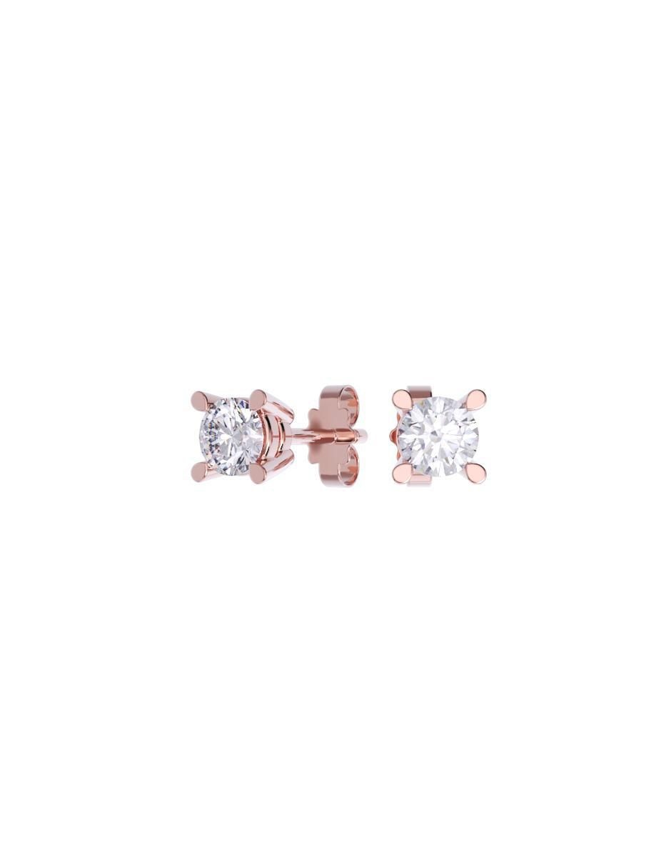 Set de aretes redondos de oro 14 K con acabado pulido zirconia