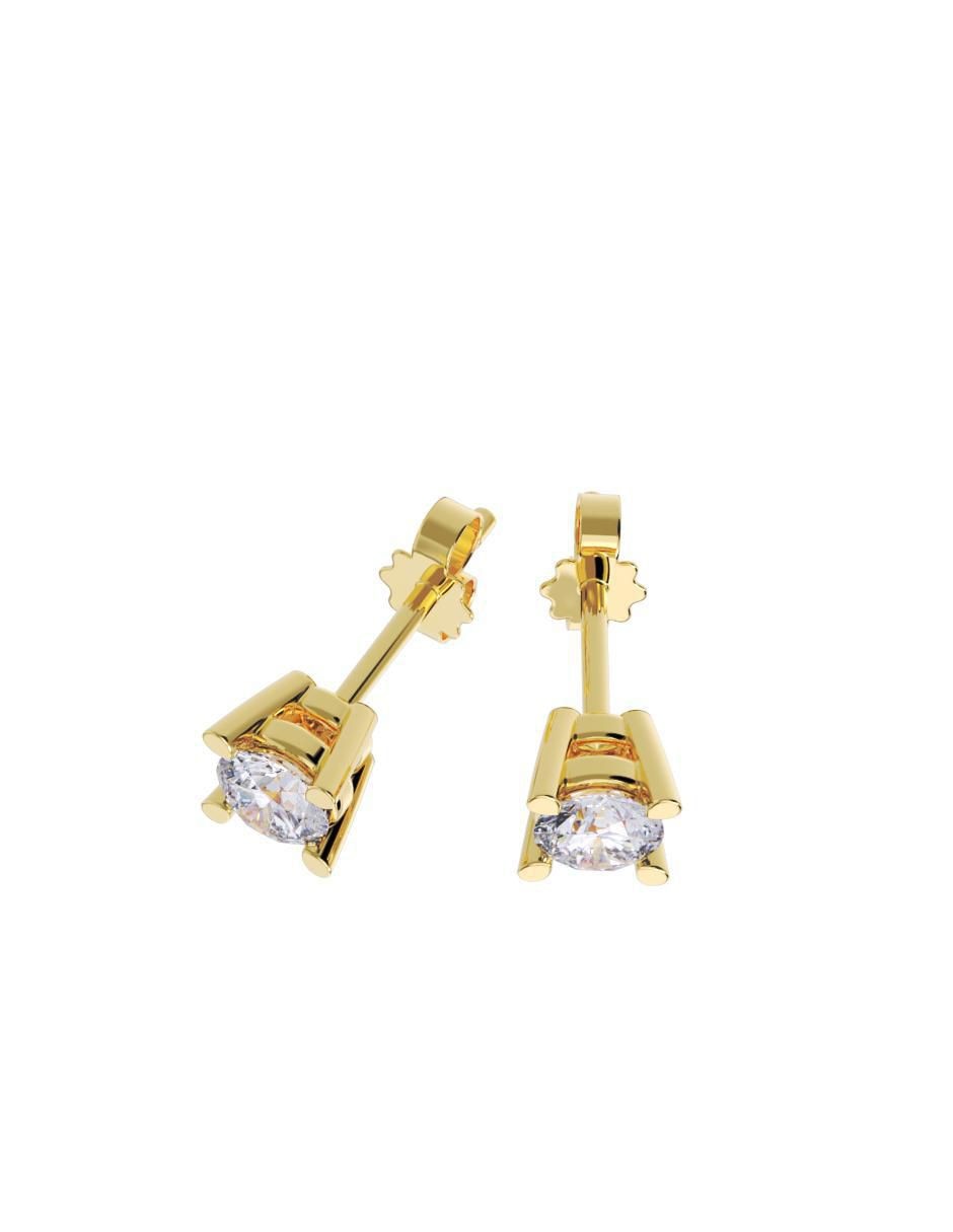 Set de aretes redondos de oro 14 K con acabado pulido zirconia 3