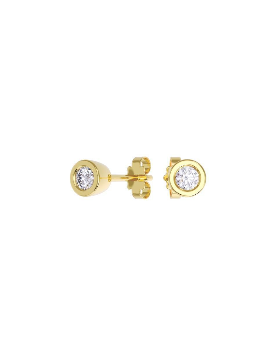 Set de aretes redondos de oro 14 K con acabado pulido zirconia