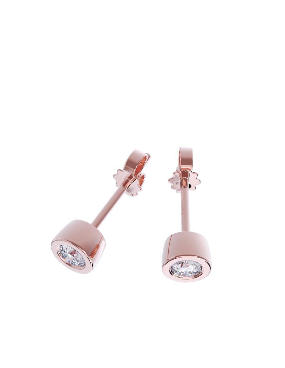 Set de aretes redondos de oro 14 K con acabado pulido zirconia 2