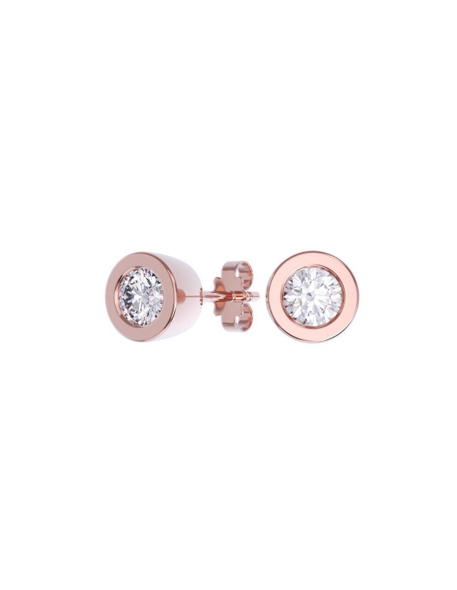 Set de aretes redondos de oro 14 K con acabado pulido zirconia