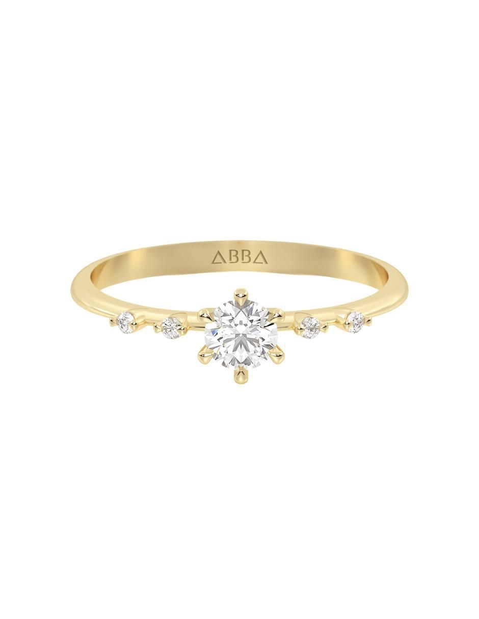 Anillo 10 k de oro zirconia brillante