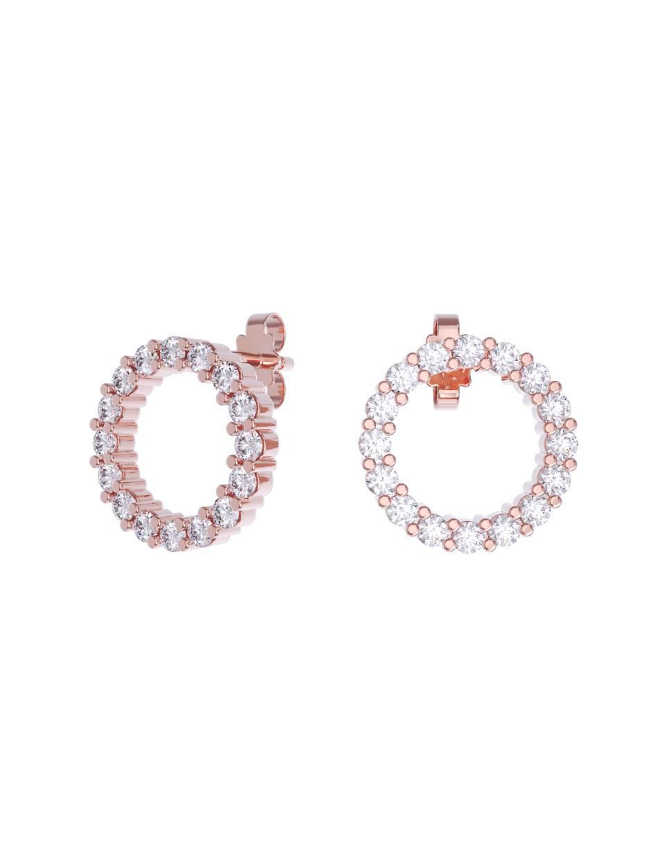 Set de aretes redondos de oro 14 K con acabado pulido zirconia