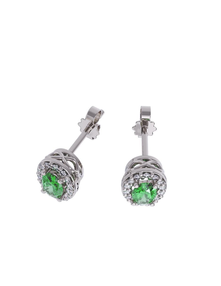 Set de aretes ovalados de oro 14 K con acabado pulido zirconia 2