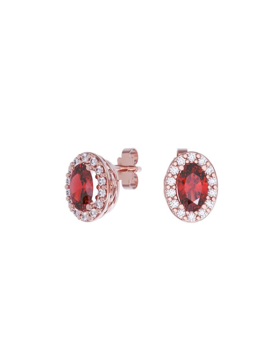 Set de aretes ovalados de oro 14 K con acabado pulido zirconia
