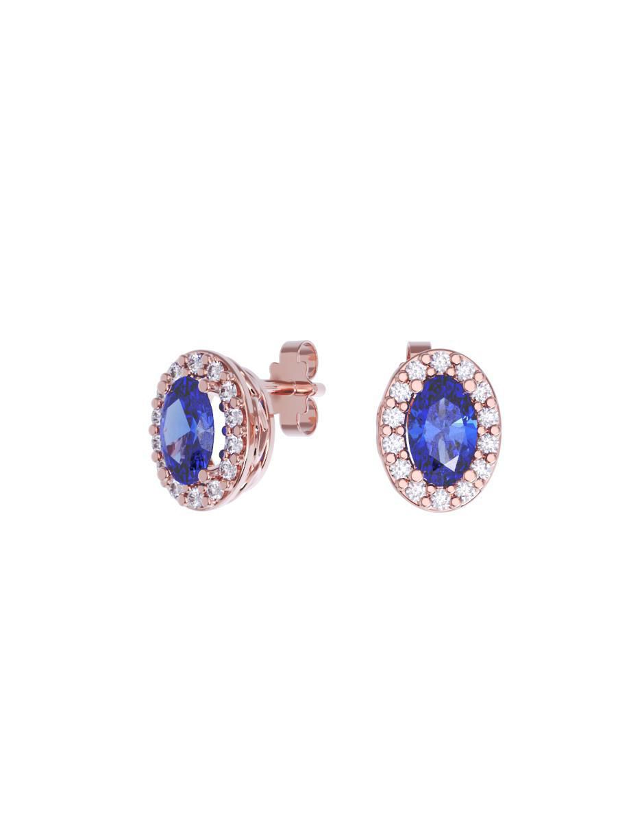 Set de aretes ovalados de oro 14 K con acabado pulido zirconia