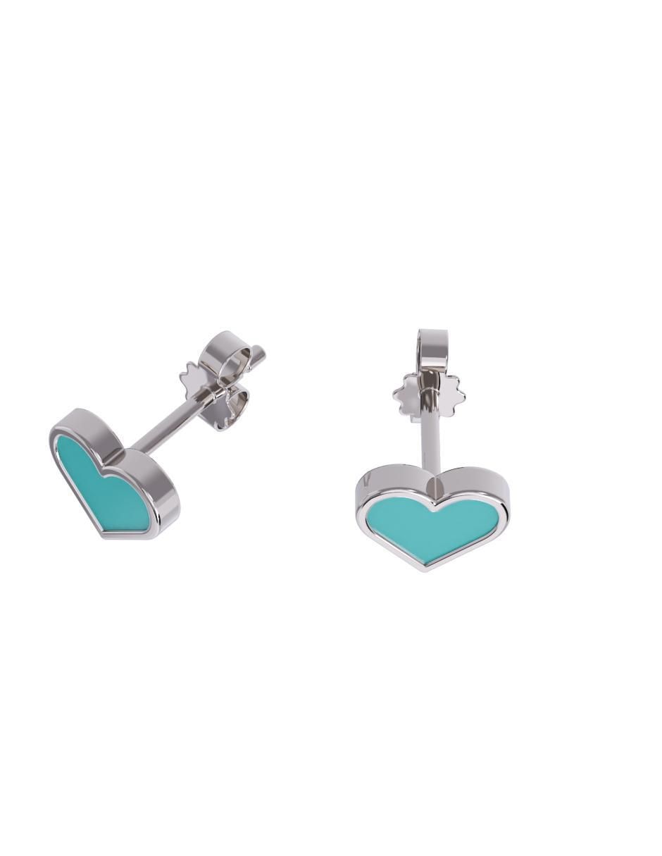 Set de aretes de corazón de oro 14 K con acabado pulido 2