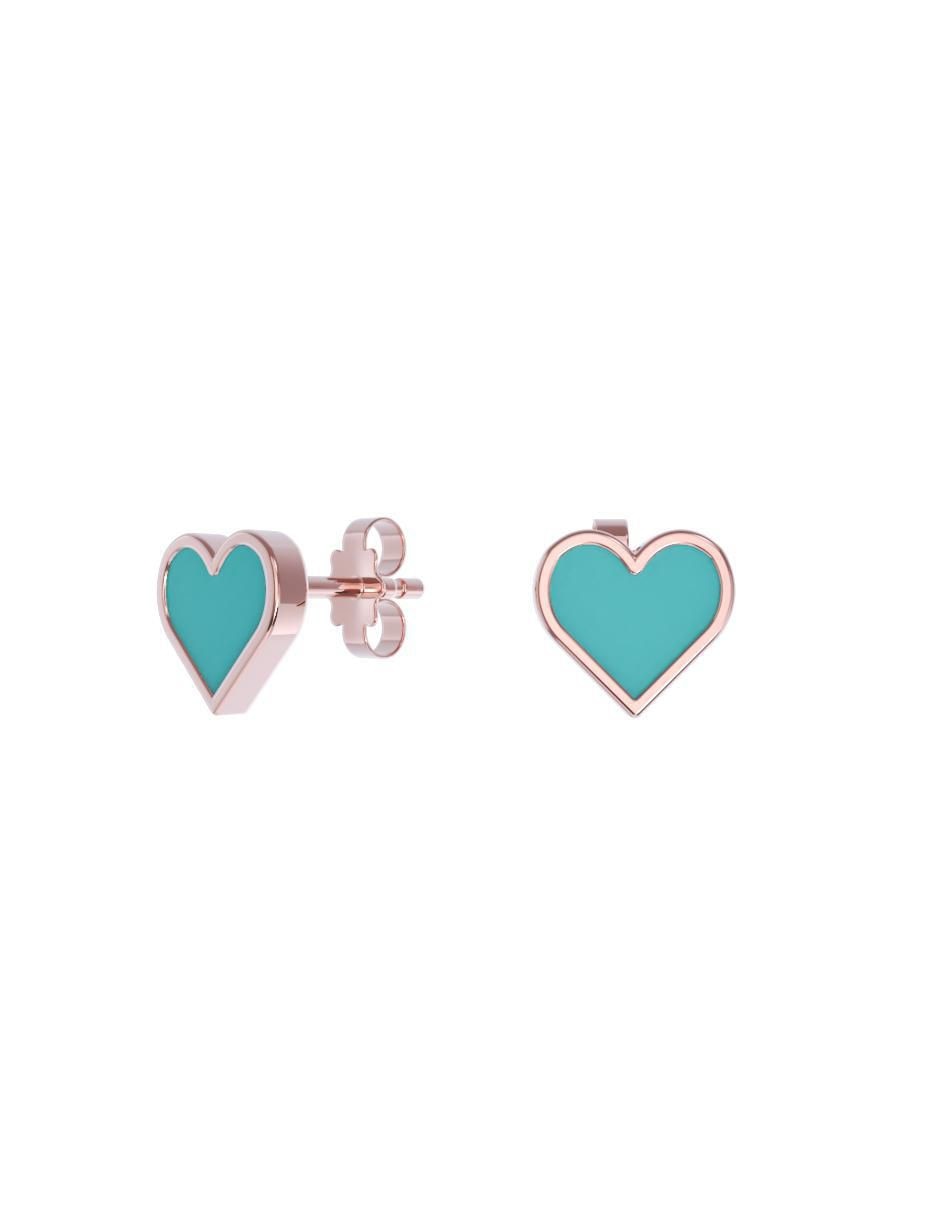 Set de aretes de corazón de oro 14 K con acabado pulido Set de aretes de corazón de oro 14 K con acabado pulido