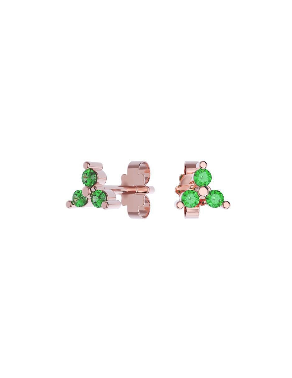 Set de aretes triangulares de oro 10 K con acabado pulido zirconia