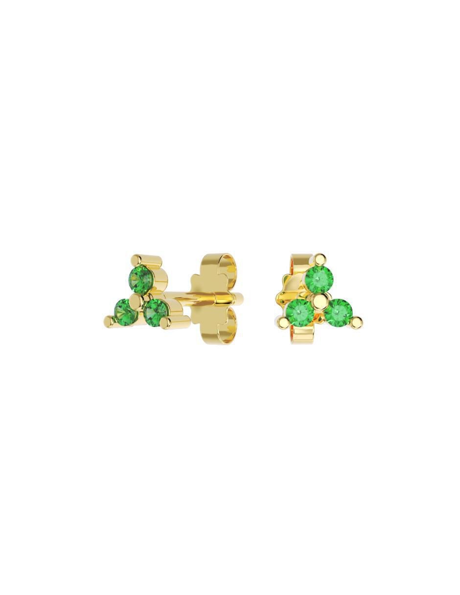 Set de aretes triangulares de oro 10 K con acabado pulido zirconia