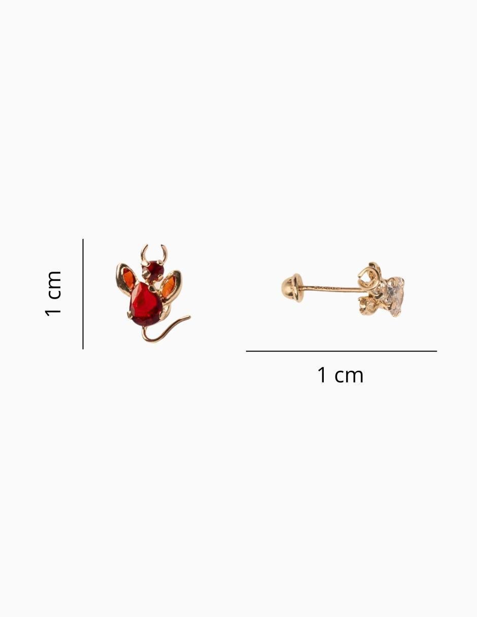Broqueles de Ángel Diablo de oro 10 K con acabado pavé zirconia 5