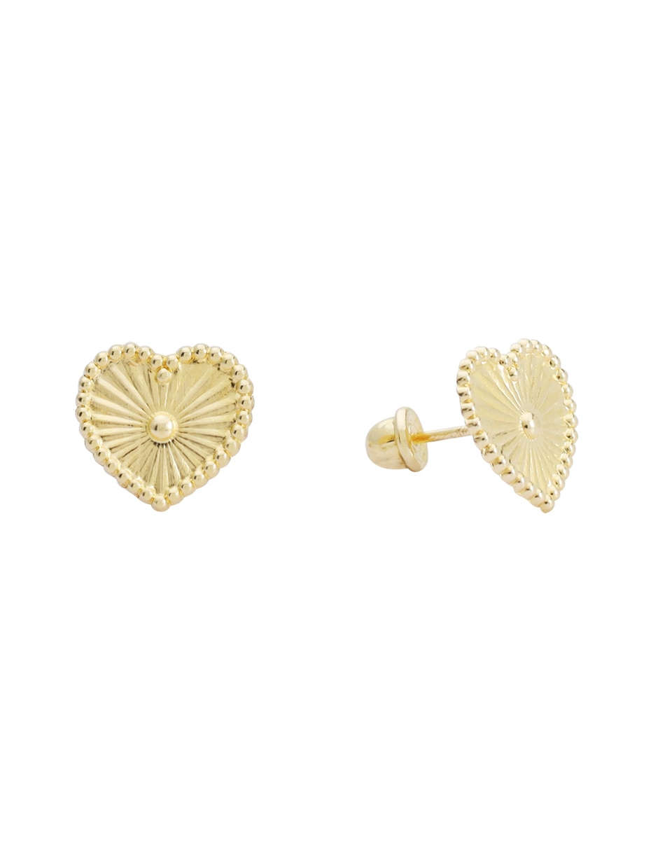 Broqueles de corazón de oro 14 K con acabado brillante 2