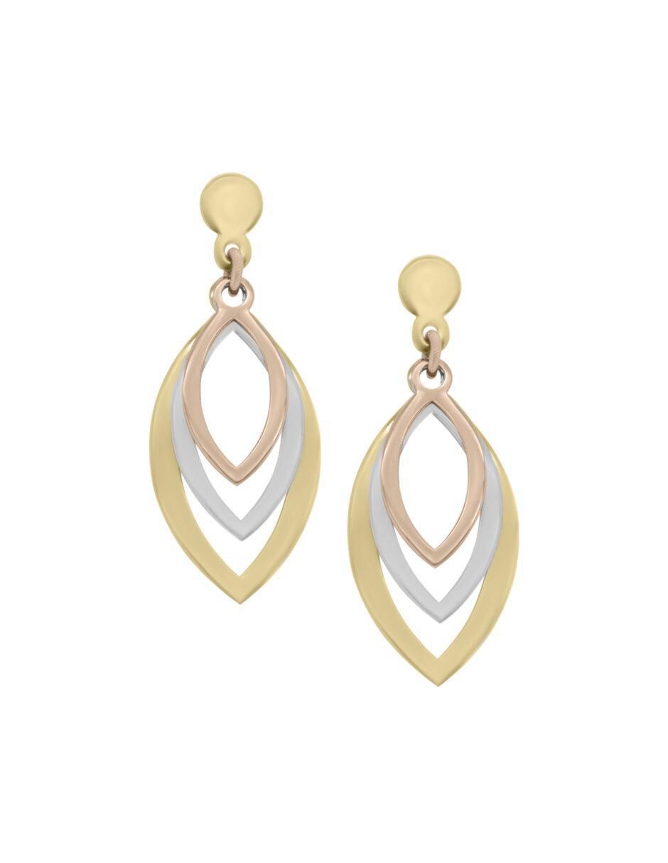 Aretes largos ovalados Ortense de oro 14 K con acabado brillante Aretes largos ovalados Ortense de oro 14 K con acabado brillante