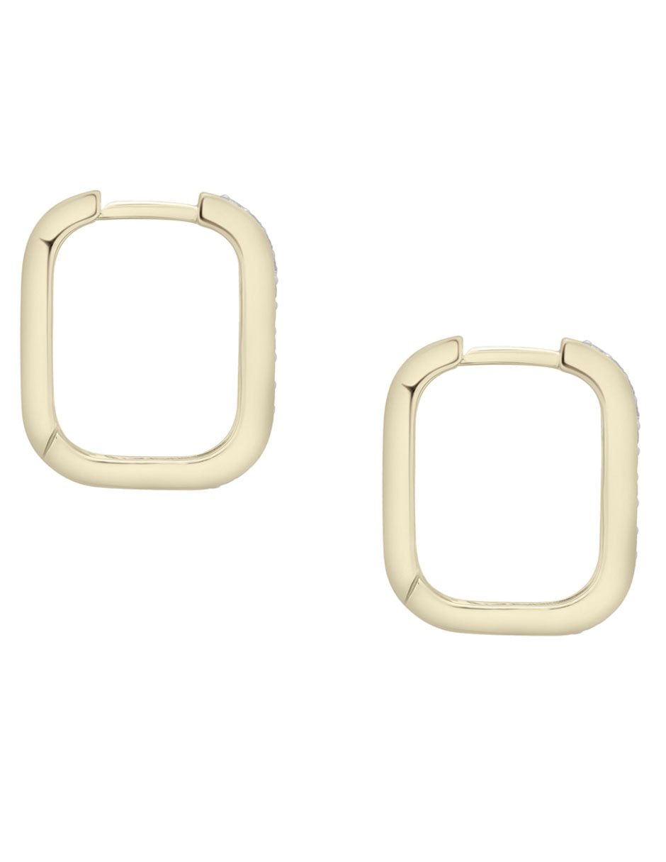 Aretes huggies cuadrados Hoop de oro 14 K con acabado pavé diamante 2