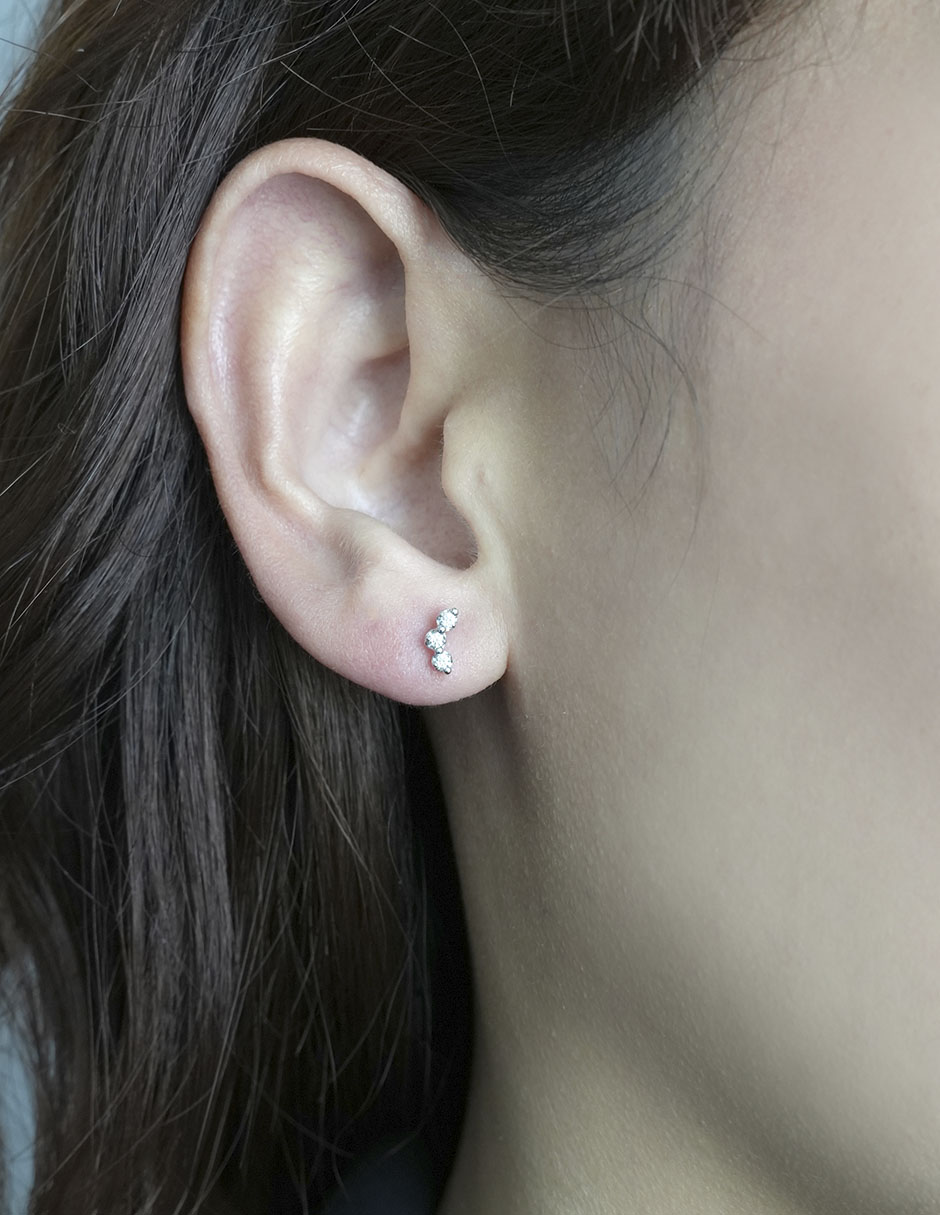 Broqueles de oro 14 K con acabado pavé diamante 3