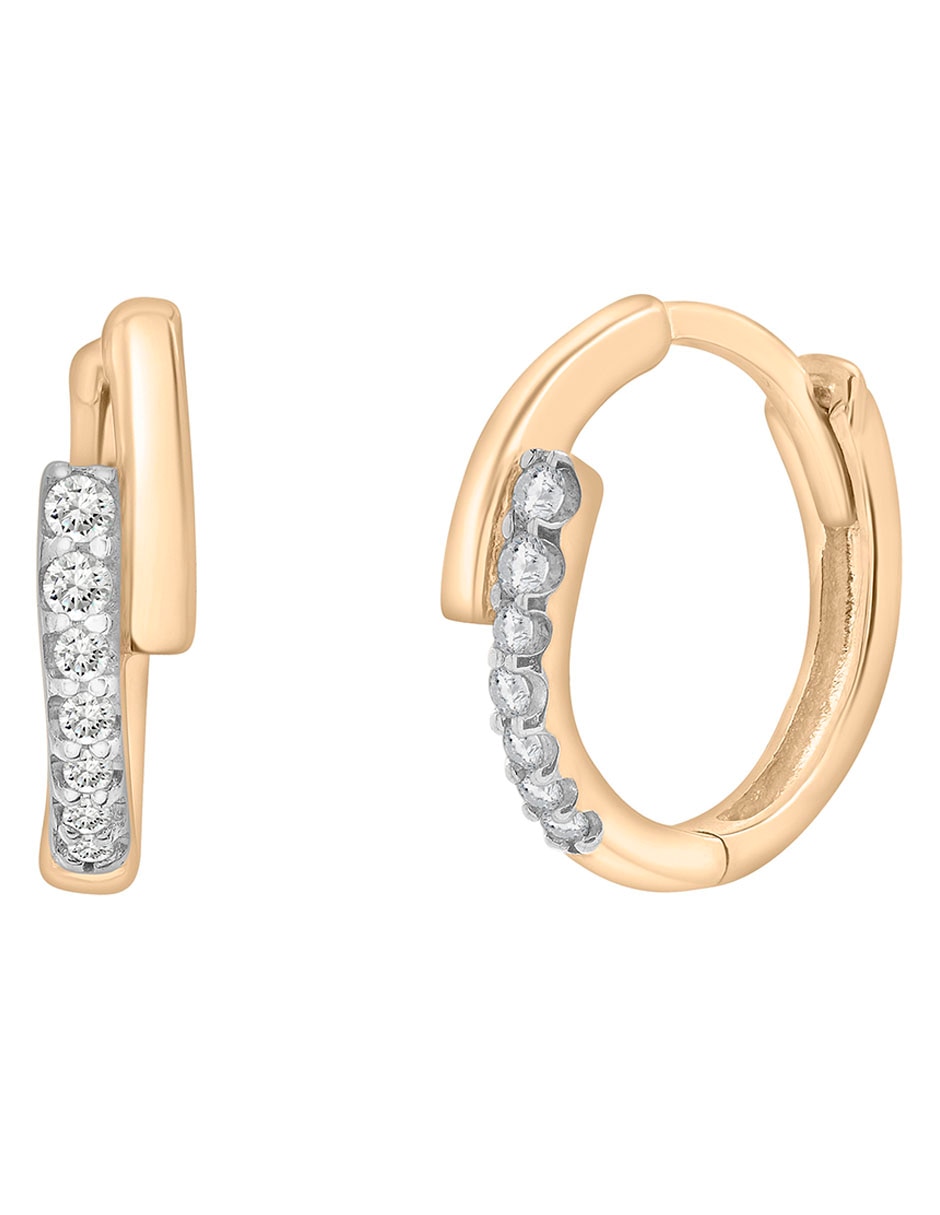 Huggies Hoop de oro 14 K con acabado pavé diamante 3