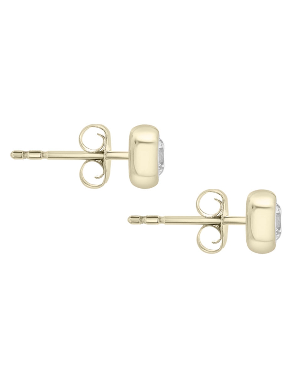 Broqueles redondos Stud de oro 14 K con acabado brillante diamante 3