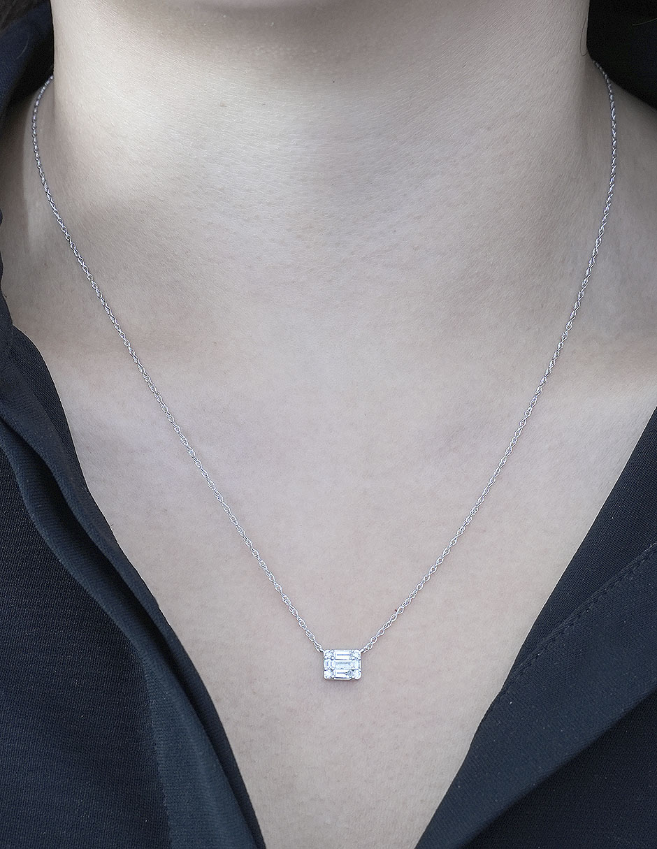 Collar con dije de oro blanco 14 K 3