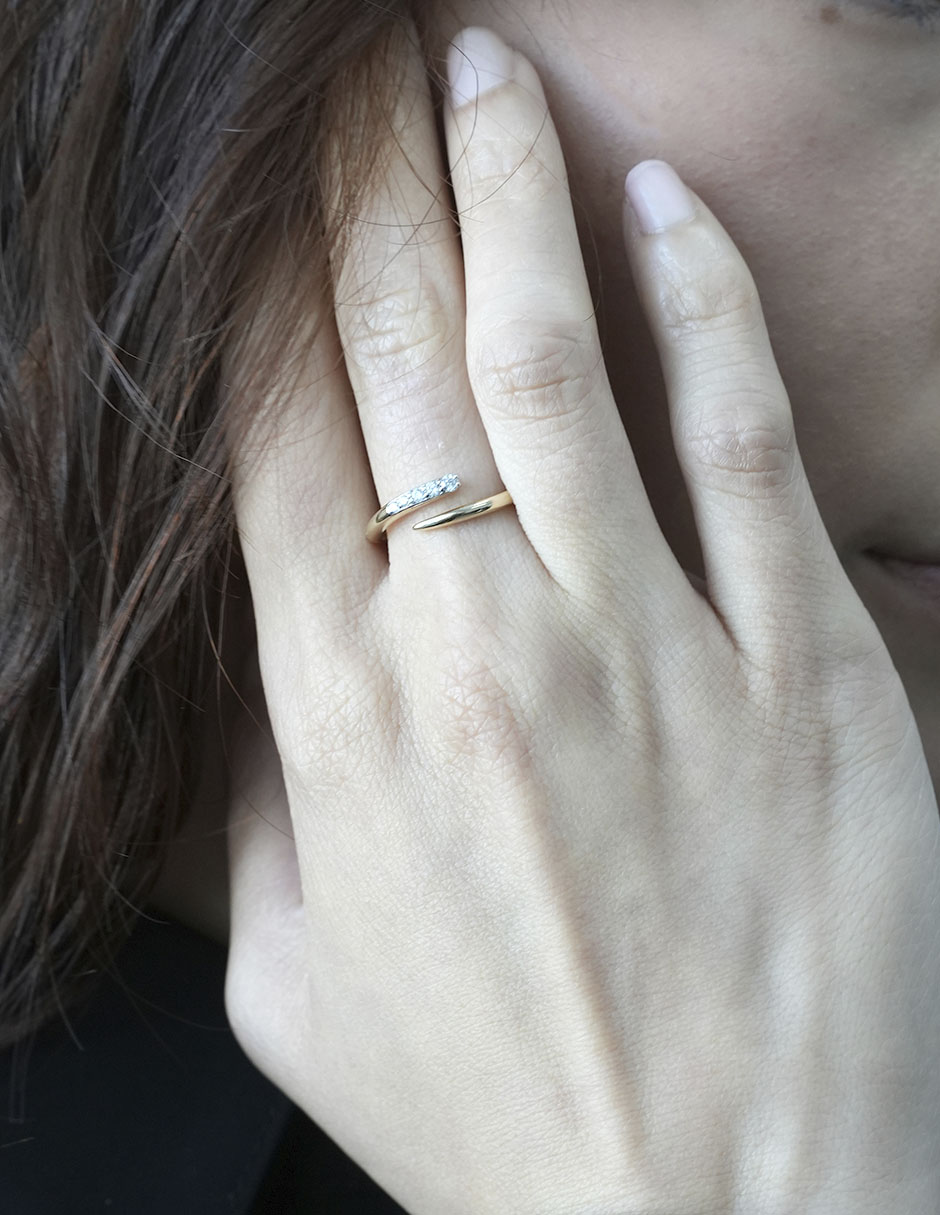 Anillo 14 k de oro diamante pavé 4
