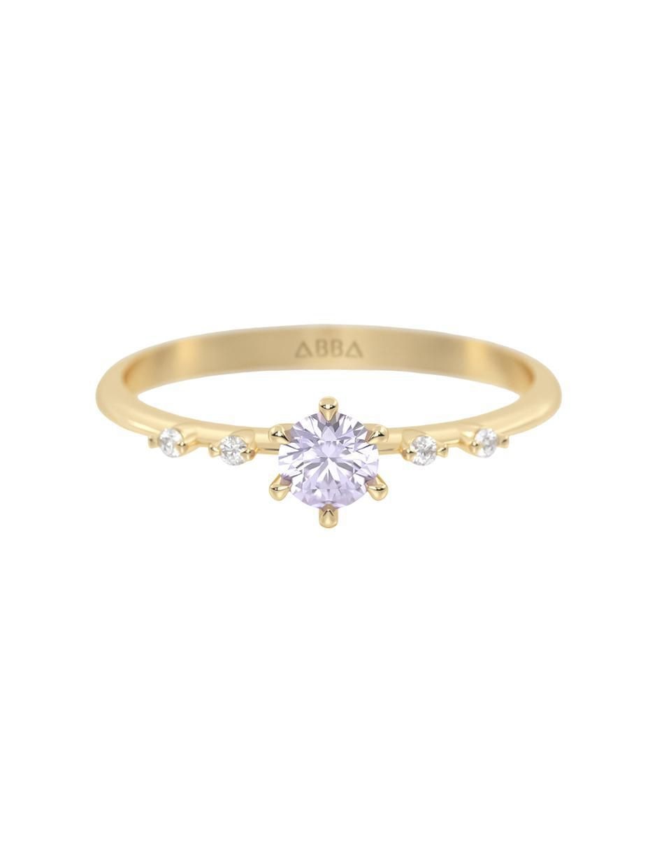 Anillo 14 k de oro zirconia brillante