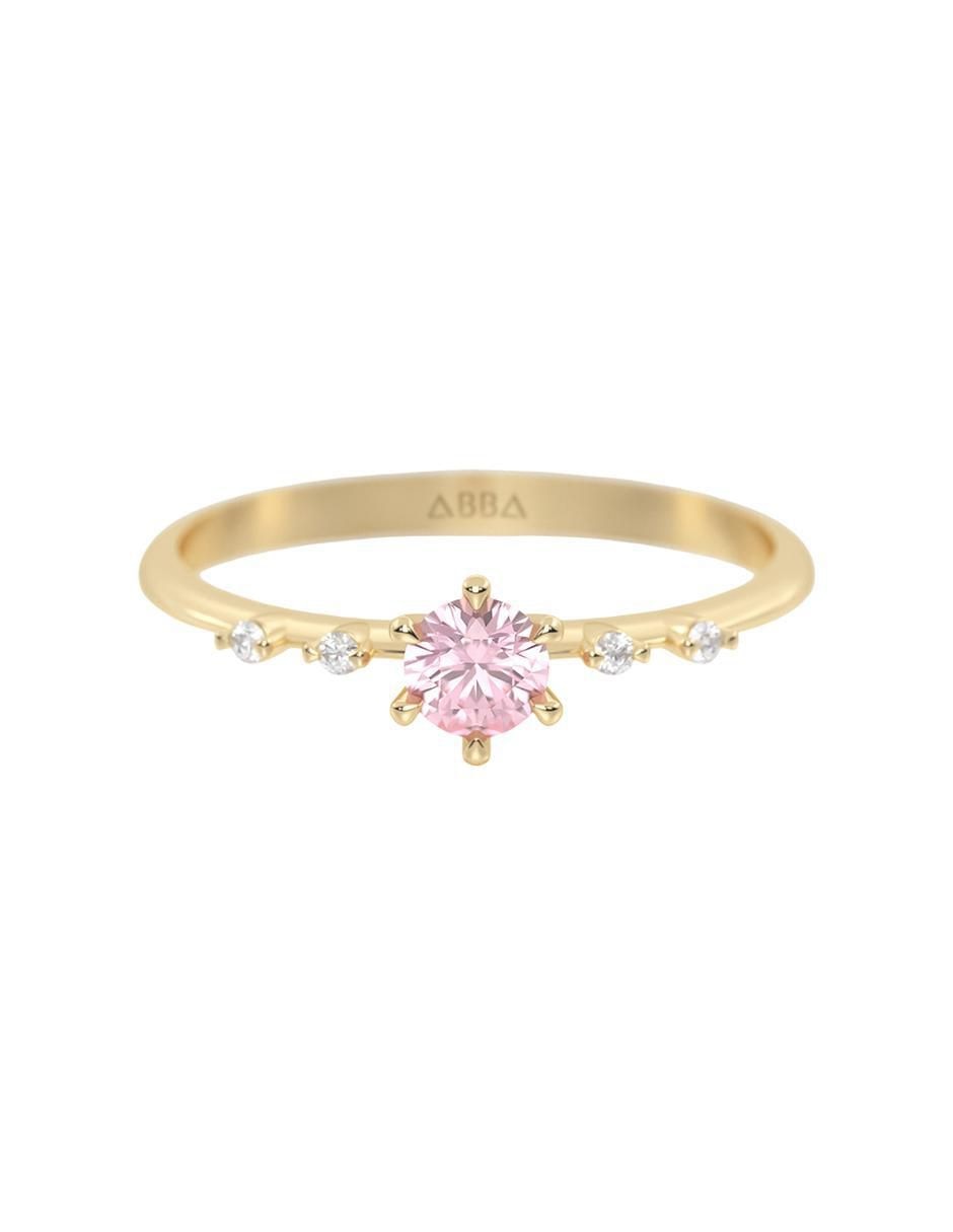 Anillo 10 k de oro zirconia brillante
