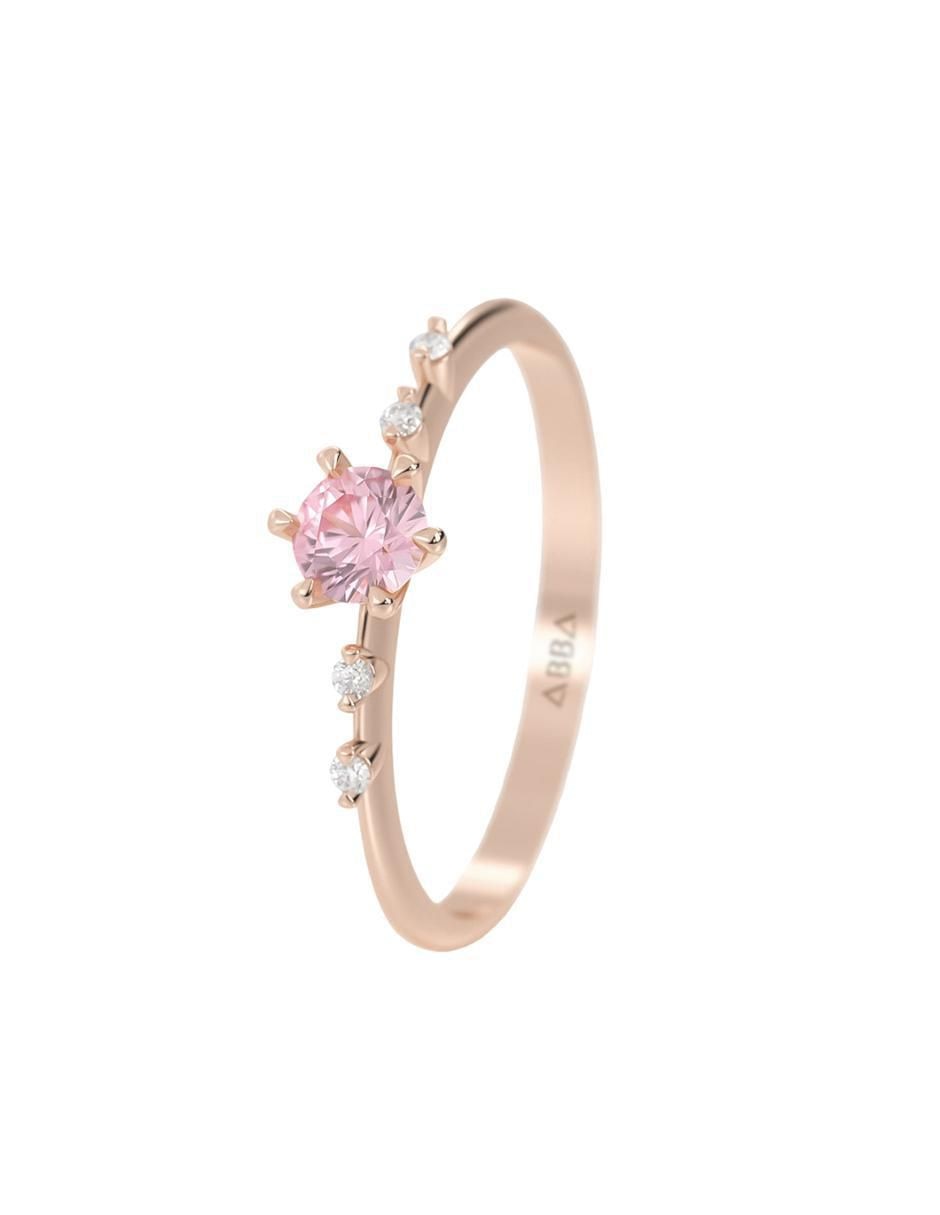 Anillo 10 k de oro zirconia brillante 2