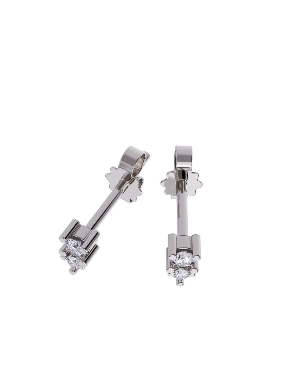 Set de aretes rectangular oro 10 K con acabado pulido zirconia 2