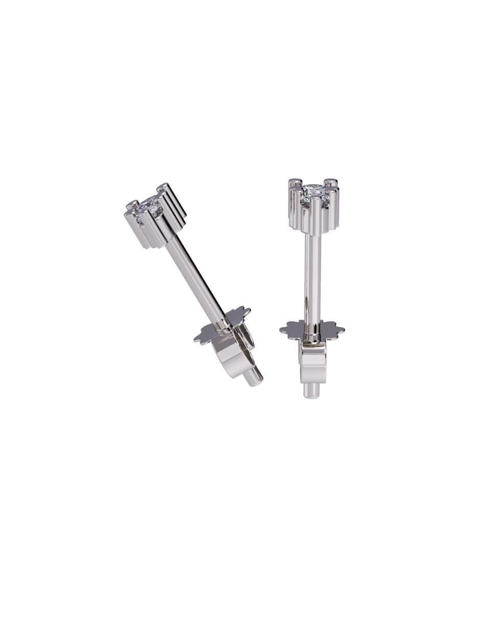 Set de aretes rectangular oro 10 K con acabado pulido zirconia 3