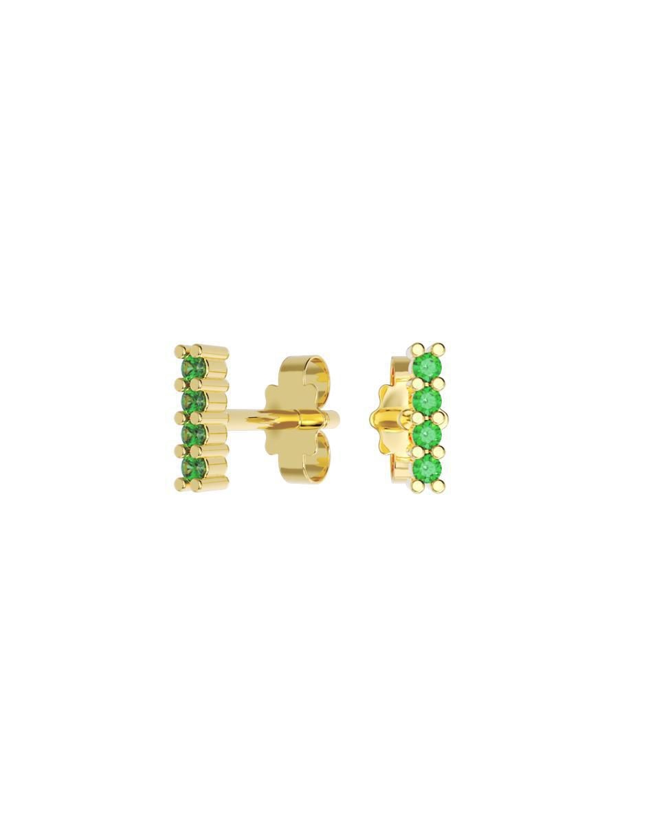 Set de aretes rectangular de oro 10 k con acabado pulido zirconia