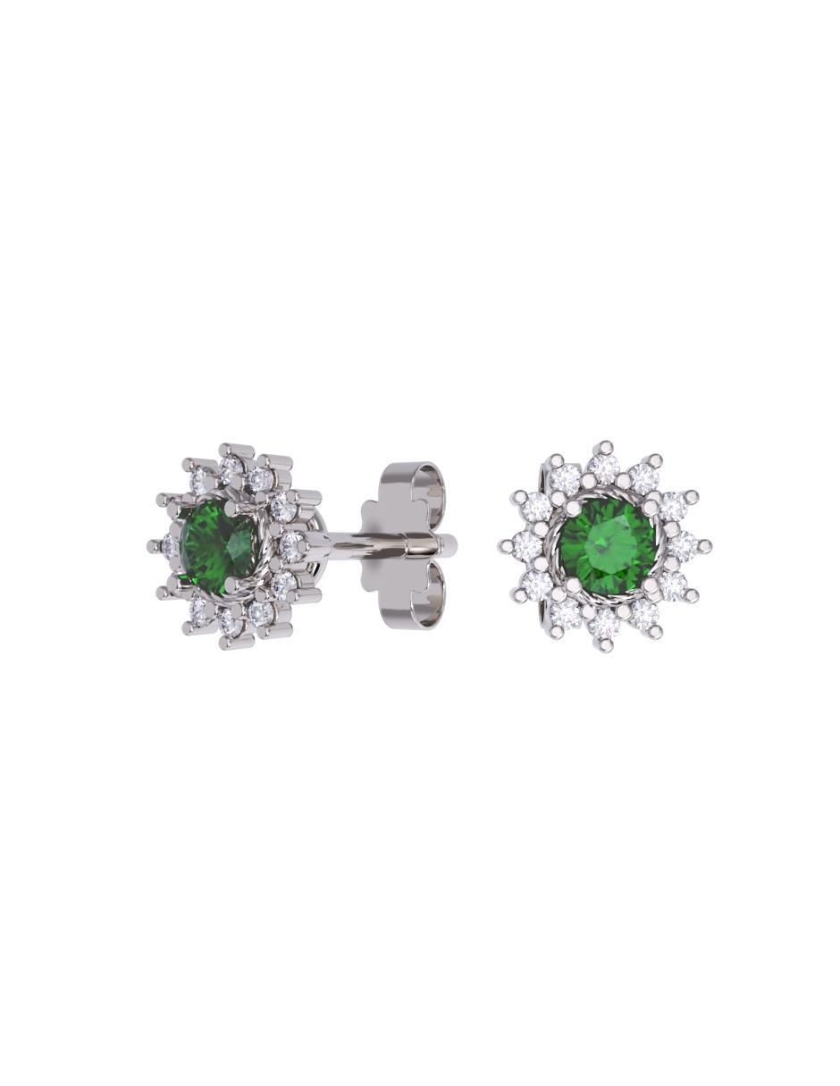 Set de aretes de flor de oro 10 K con acabado pulido zirconia Set de aretes de flor de oro 10 K con acabado pulido zirconia