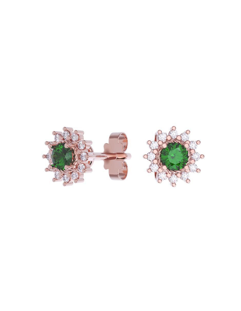 Set de aretes de flor de oro 10 K con acabado pulido zirconia Set de aretes de flor de oro 10 K con acabado pulido zirconia