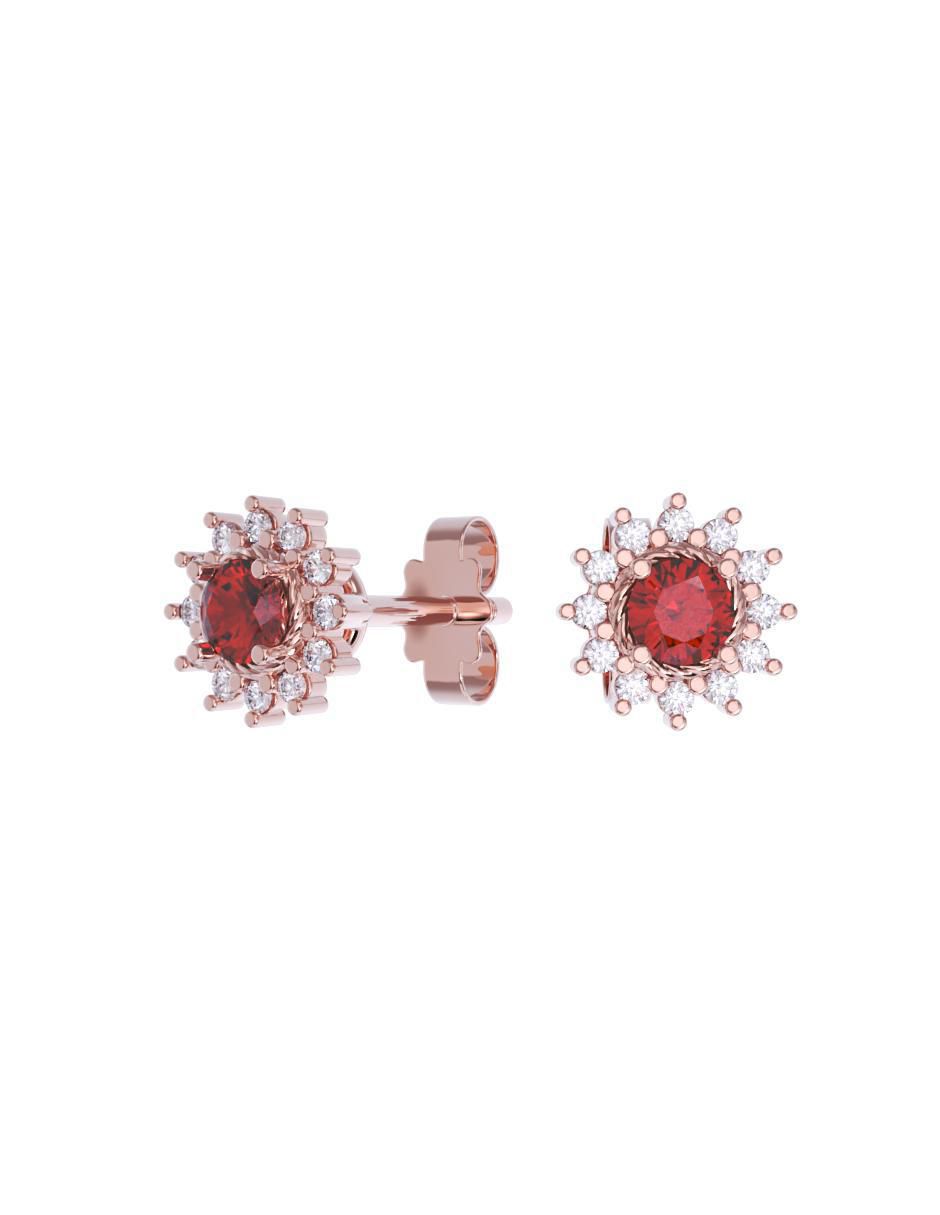 Set de aretes de flor de oro 10 K con acabado pulido zirconia Set de aretes de flor de oro 10 K con acabado pulido zirconia