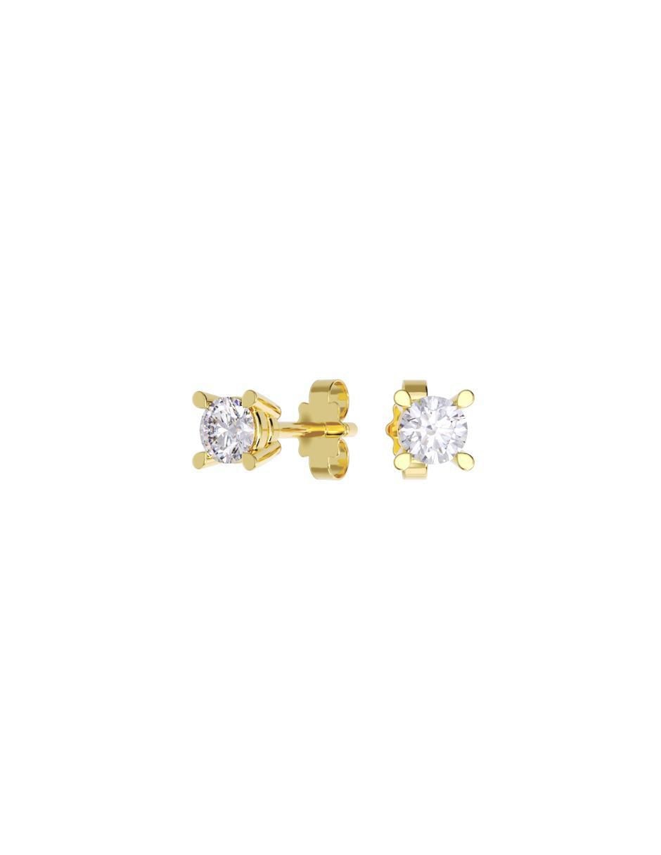 Set de aretes redonda de oro 10 K con acabado pulido zirconia