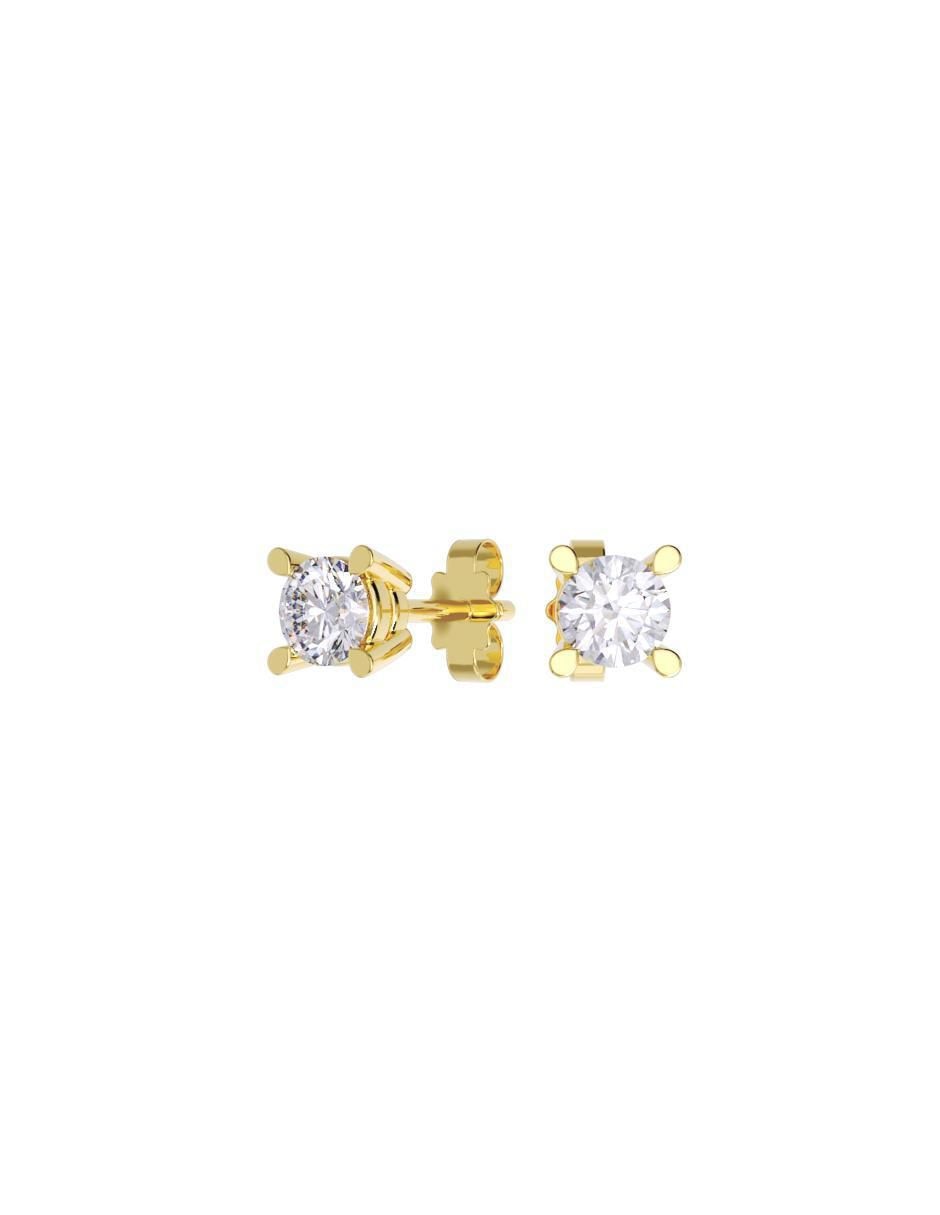Set de aretes redonda de oro 10 K con acabado pulido zirconia
