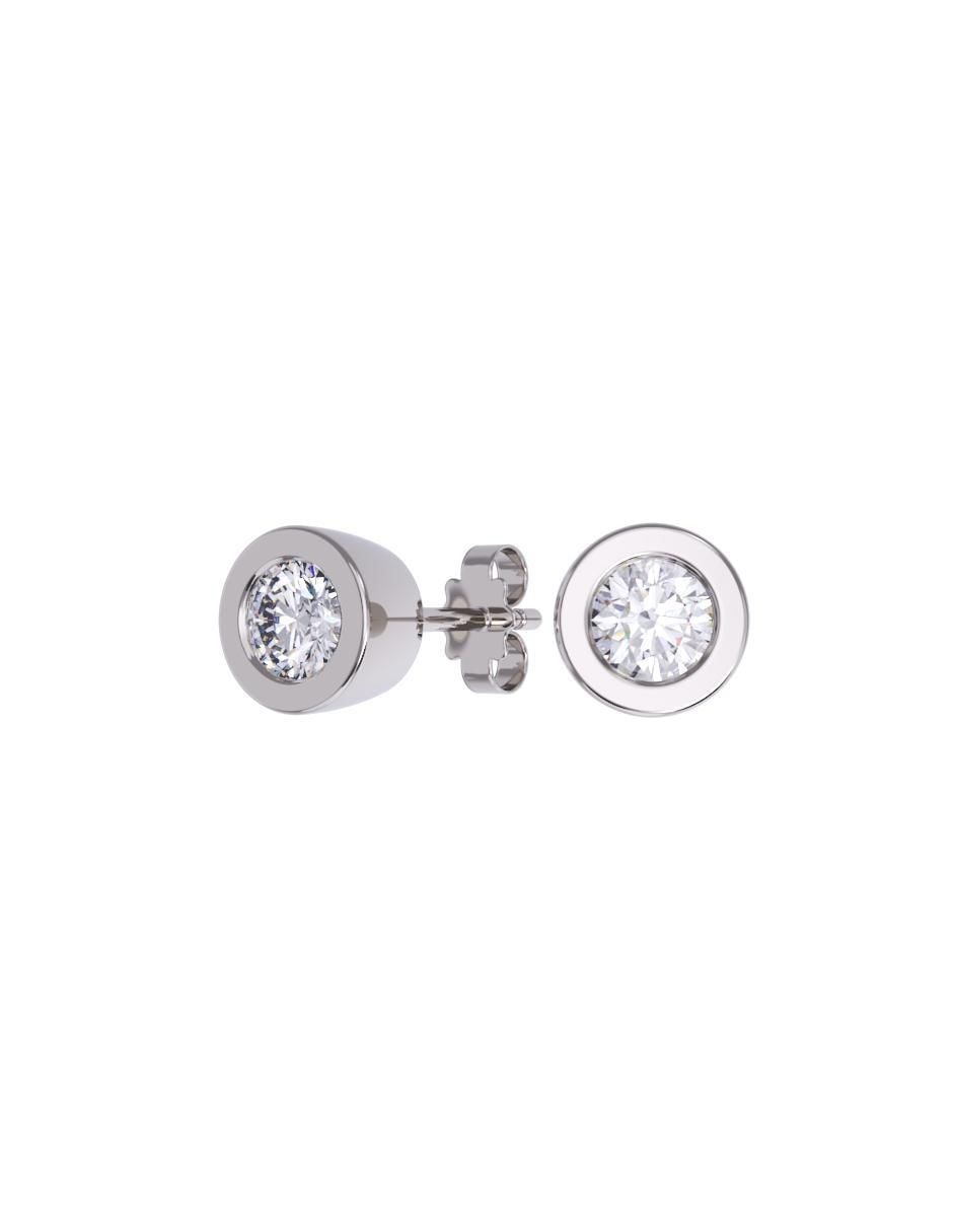 Set de aretes redonda de oro 10 K con acabado pulido zirconia Set de aretes redonda de oro 10 K con acabado pulido zirconia