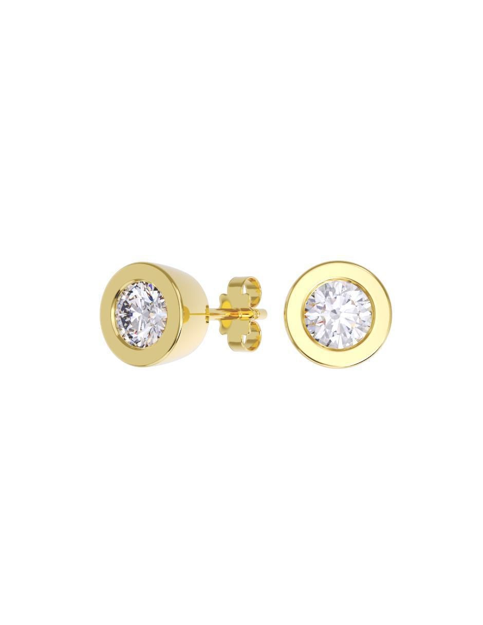 Set de aretes de oro 10 k con acabado pulido zirconia