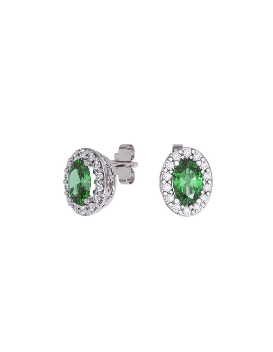 Set de aretes ovalada de oro 10 K con acabado pulido zirconia Set de aretes ovalada de oro 10 K con acabado pulido zirconia